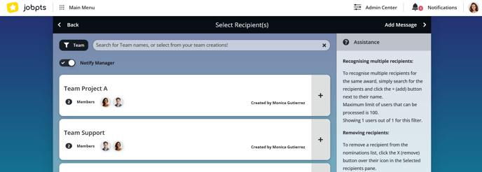 JobPts - Select Recipient Team 2