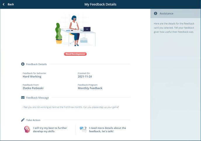 My Feedback Details Development Areas